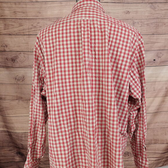 ABERCROMBIE & FITCH OUTDOORS GOODS RED PLAID BUTTON DOWN SHIRT MENS XL **READ* - Picture 6 of 9